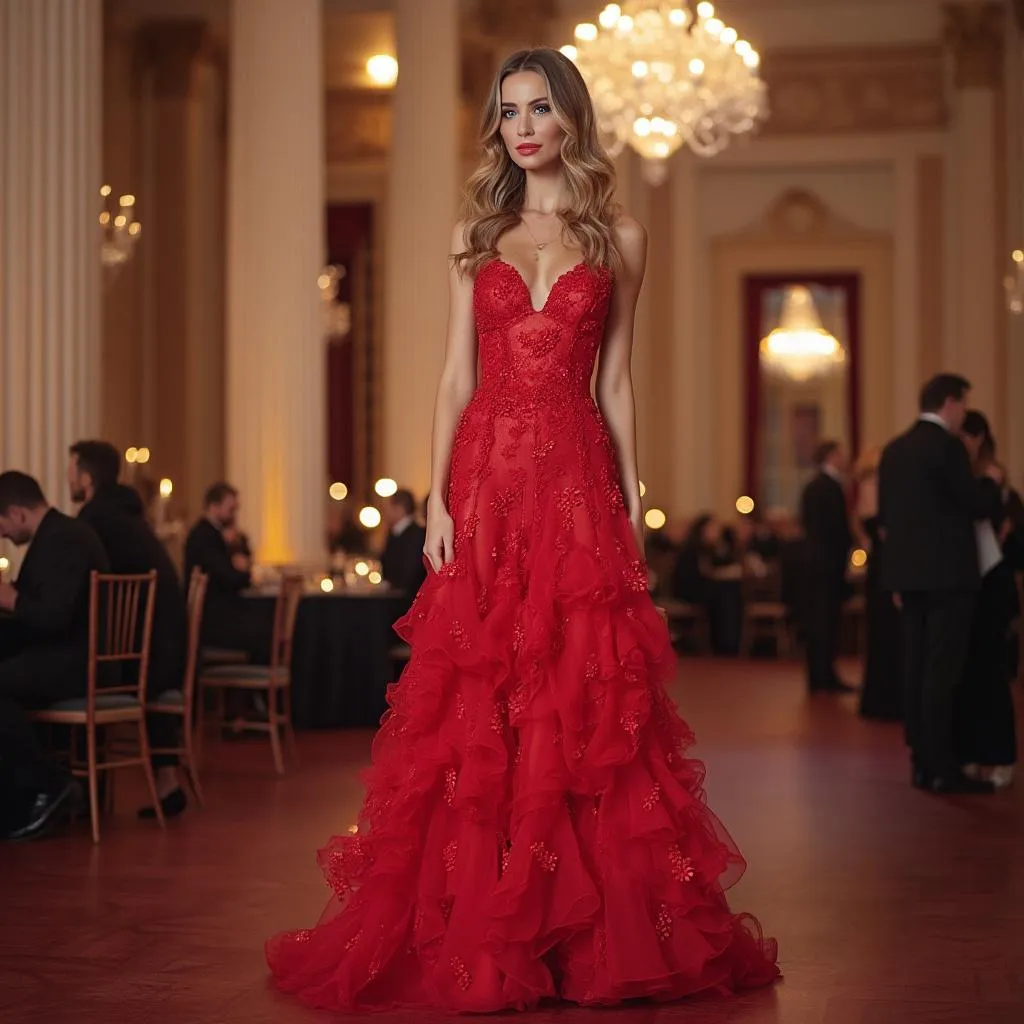 Kundin in einem Abendkleid